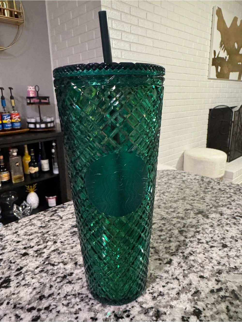 Starbucks Dark Emerald Textured Tumbler with Straw